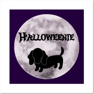 Spooky Halloweenie Moon Dog Posters and Art